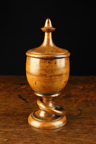 A Fine 19th Century Lidded Pedestal Spice Jar incorporating an integral ring encircling the stem,