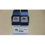 Two GTV 9ct yellow gold rings Siberian Emerald with certificate and a single stone ring, both size
