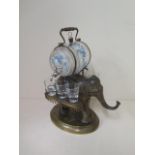 A rare 19th century French patinated and ormolu Elephant liqueur set, height to handle 36cm x 33cm