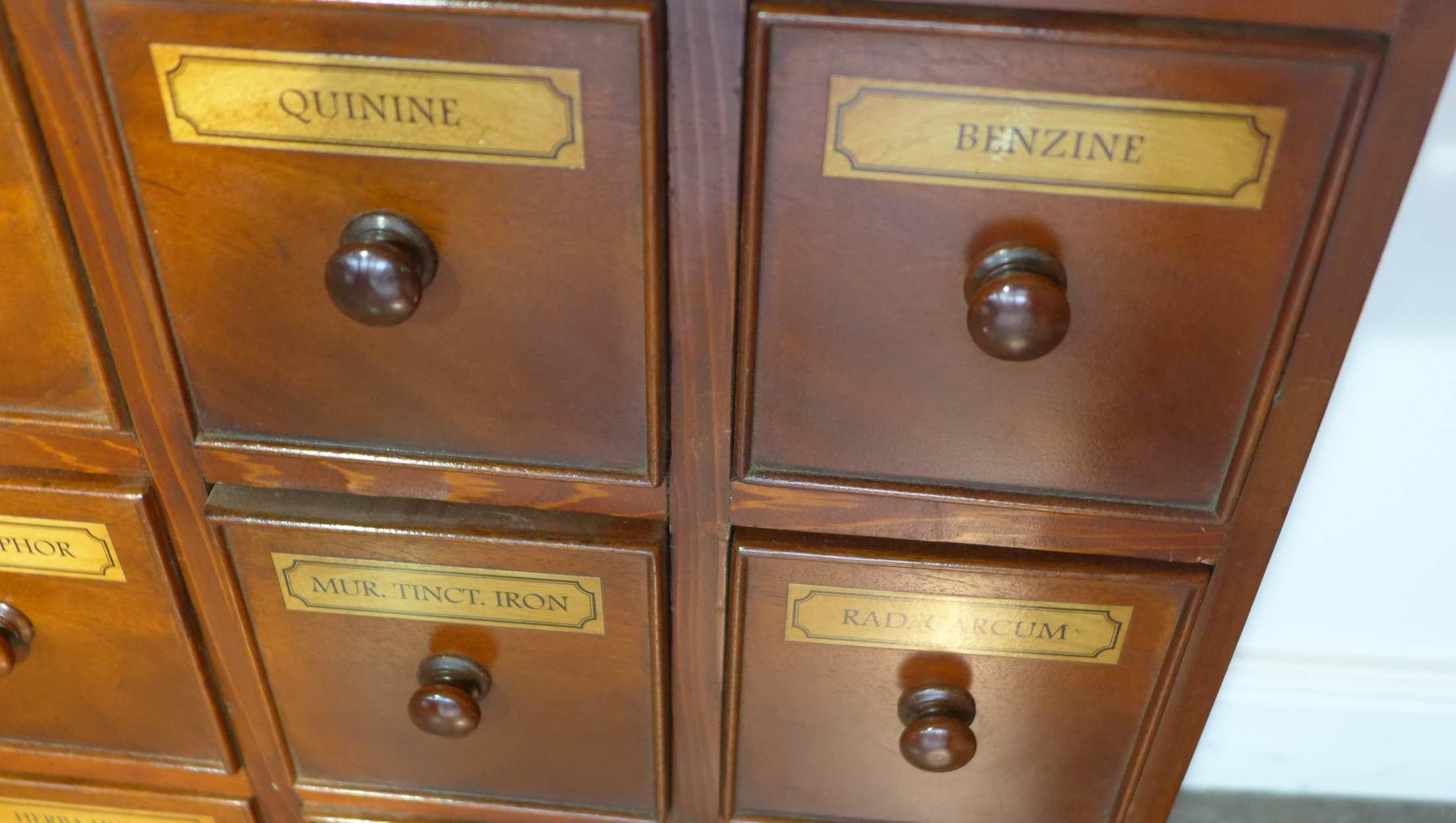 A mahogany 16 drawer pharmacy chemist chest made by a local craftsman to a high standard - Height - Image 3 of 6