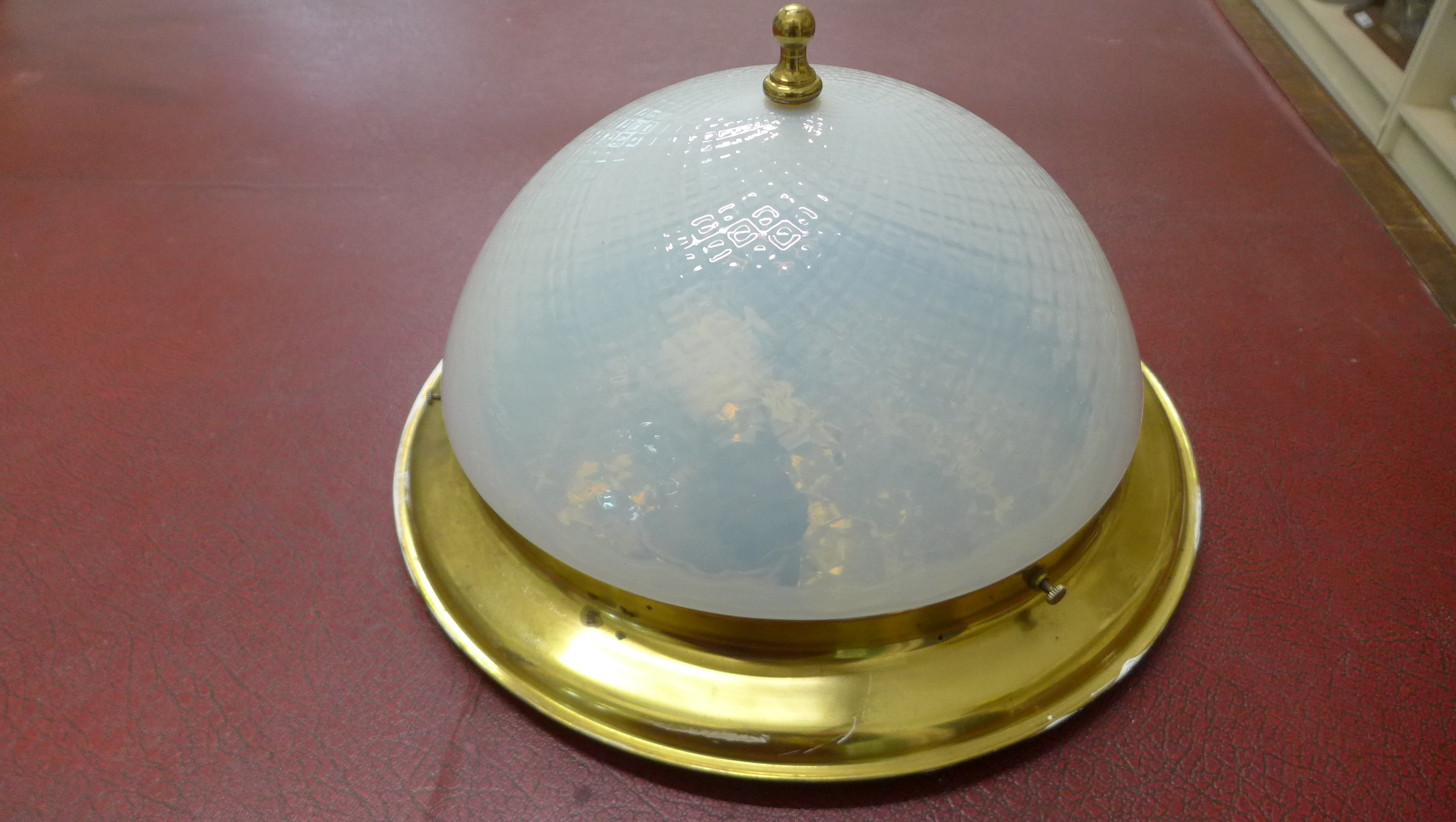An irridescent glass dome ceiling lamp, 32cm diameter x 17cm tall, generally good condition - Image 2 of 2