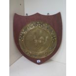 A heart shaped shield with brass disc for 'Courage Beers', 51cm x 46cm, no obvious damage