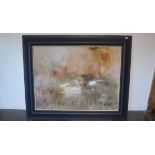 A large abstract Turneresque oil on canvas, signed bottom right, Ouintessa Art Collection label