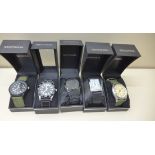 Five Sekonda quartz gents wristwatches N3251 APT, 3341 ANT, 3383DLX, NK1137AMT, NK3025AMT, all boxed