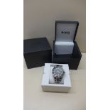 A Hugo Boss gents stainless steel bracelet wristwatch HB189.1.27.2535 4.578.076, boxed in good
