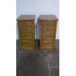 A pair of burr oak four drawer bedside chests made by a local craftsman to a high standard