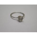 A white metal rough diamond ring, approx 5mm x 7mm, size Q