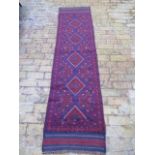 A new hand knotted woollen Meshwani runner, 2.47m x 0.6m