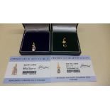 Two 18ct yellow gold GTV pendants, Morganite and diamond, and green tanzanite and diamond, total