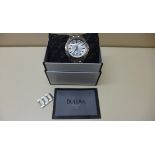A Bulova stainless steel Precisionist quartz bracelet watch 10099769 C877654, boxed with spare links