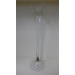 A large country house single flute glass epergne, 80cm tall, in good condition