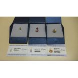 Three 9ct yellow gold GTV pendants Merelani mint garnet, Rose de France amethyst and Dalmatian