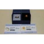 Two GTV 9ct yellow gold rings, Alexandrite, and Moonstone, both size N, total metal weight approx