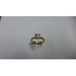 A hallmarked 9ct yellow gold solitaire illusion set diamond ring, size M, diamond approx 0.25ct,