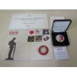 2018 Royal Mail Centenary of World War One silver proof coin cover and a 2019 Remembrance Day £5