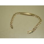 A hallmarked 9ct gold identity bracelet - Length 19.5cm - approx weight 6.8 grams - not engraved and