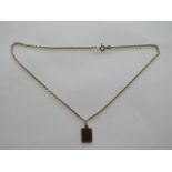 A hallmarked 9ct yellow gold dog tag on a yellow gold hallmarked 42cm chain, approx 5.8 grams, in