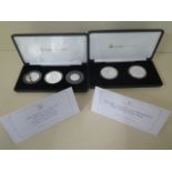 Two Jubilee Mint silver proof sets - Queen Elizabeth II Sapphire Jubilee three coin set 925 silver