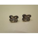 A pair of gilt metal rough diamond earrings - 13mm x 10mm