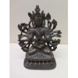 A bronze Goddess figure with patinated finish - Height 18cm