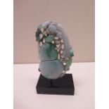 A jade carving on stand - Height 13cm