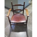 A 19th century mahogany ladder back arts and crafts style elbow chair - Height 71cm x Width 52cm -