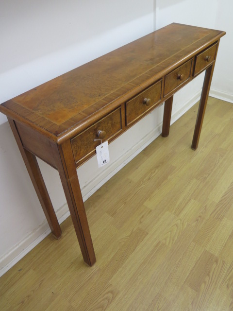 A walnut four drawer hall table made by a local craftsman to a high standard - Height 77cm x 110cm x - Image 3 of 3