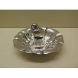 A hallmarked silver petal dish with a plated chick centrepiece - Width 13cm - Sheffield 1951 maker