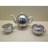 A vintage Heatmaster three piece tea set with globe teapot - reasonably good apart from chips to