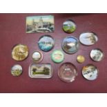 Souvenierware - Ten paperweights and four other items