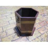 A brass bound mahogany hexagonal planter - Height 30cm x Width 32cm