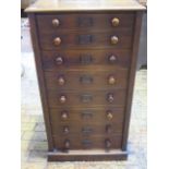A late Victorian mahogany seven drawer Wellington chest with a fitted double top drawer stamped J