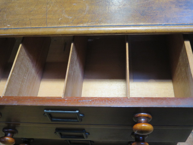 A late Victorian mahogany seven drawer Wellington chest with a fitted double top drawer stamped J - Image 3 of 8