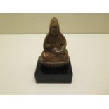 A bronze Buddha on stand with gilt finish - Height 9cm