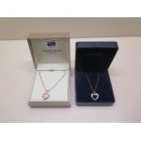 A 9ct gold heart locket on chain and a 9ct heart pendant on chain, total weight approx 8.4 grams