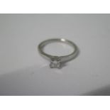 A platinum princess cut diamond ring, 0.35cts, VVS2, colour G/H, size K, approx 3.6 grams, in good