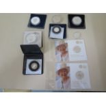Two fine silver £20 90th Birthday Elizabeth II coins in packets - St George and Dragon silver £1