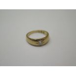 A hallmarked 18ct yellow gold diamond solitaire ring size K - approx weight 4.9 grams - some wear