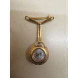 A 9ct yellow gold Rotary manual wind nurses lapel watch - case 2cm wide, weight without movement