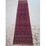 A hand knotted woollen Meshwani runner - 263cm x 64cm