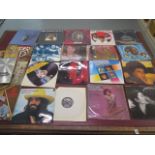 A collection of 28 LP records including Rod Stewart, John Lennon, Yoko Ono, Hot Chocolate