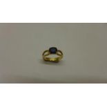 A 14ct yellow gold sapphire ring, size M, approx 3.3 grams, sapphire approx 5.5mm x 6.7mm x 3.8mm,