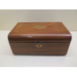 A Victorian inlaid mahogany trinket box with inner tray - missing key but generally good, some