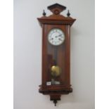 A Vienna style 8 day wall clock, strikes hours and half hours - Height 83cm - running
