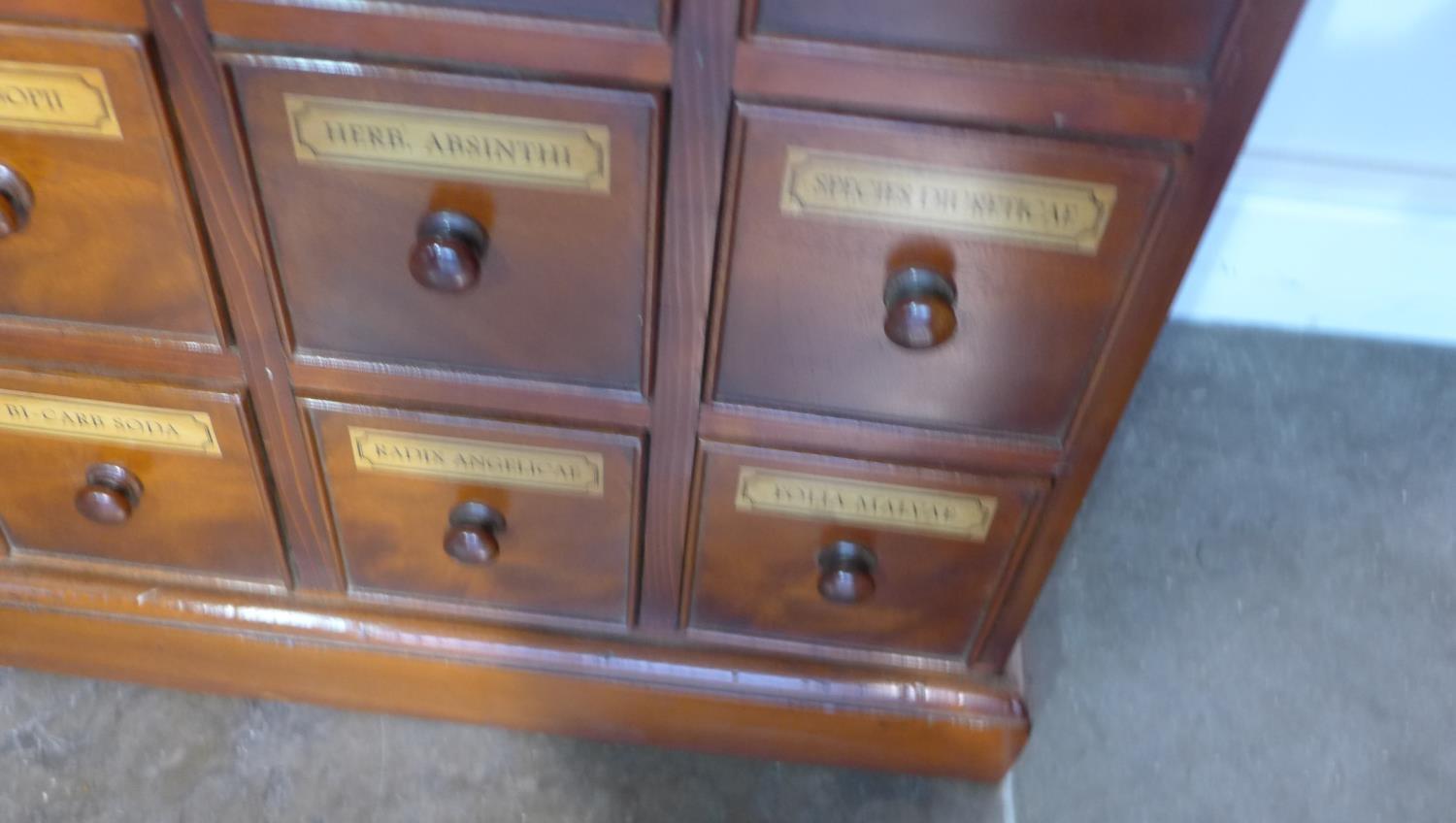 A mahogany 16 drawer pharmacy chemist chest made by a local craftsman to a high standard - Height - Image 4 of 6