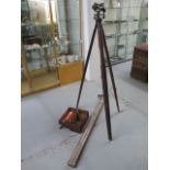 A surveyors level no 3822 by Charles Baker of London together with a tripod and staff