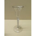 An 18th century spiral cordial glass - Height 16.5cm - small chip to base otherwise good
