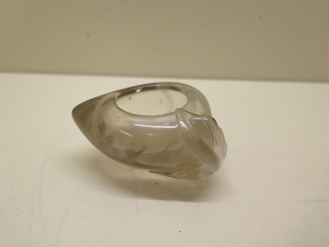 A Chinese 19th century carved rock crystal brush washer in the shape of a peach - 9cm x 7cm - some - Image 2 of 4