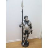 A large Spelter figure of Prince Noir (Black Prince) - Height 129cm - generally good, has been