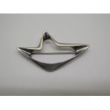 A Georg Jensen silver brooch no 376 by Henning Koppel - length 7cm - in generally good condition